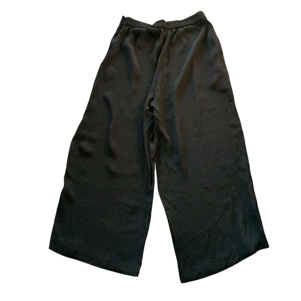 Ritu Kumar Wide Leg Pants Women's Pockets Sz Large Dressy Black High Rise Ankle - Picture 4 of 9